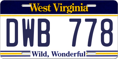 WV license plate DWB778