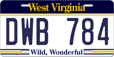 WV license plate DWB784