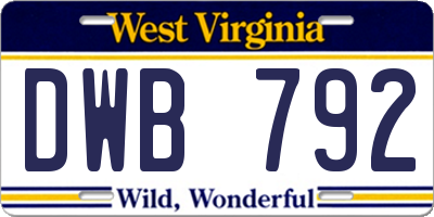 WV license plate DWB792
