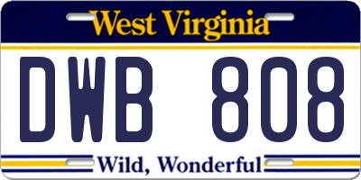 WV license plate DWB808