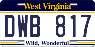WV license plate DWB817