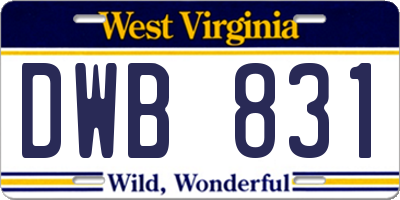 WV license plate DWB831