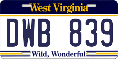 WV license plate DWB839