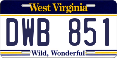 WV license plate DWB851