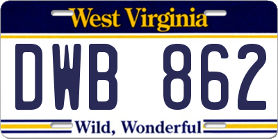 WV license plate DWB862