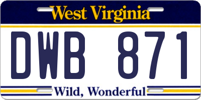 WV license plate DWB871