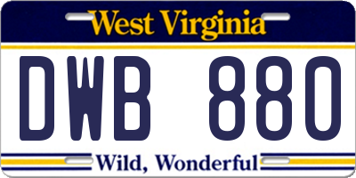 WV license plate DWB880