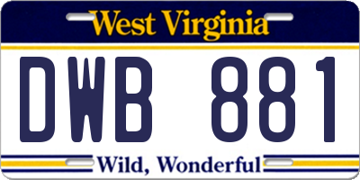 WV license plate DWB881