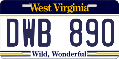 WV license plate DWB890