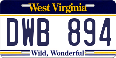 WV license plate DWB894
