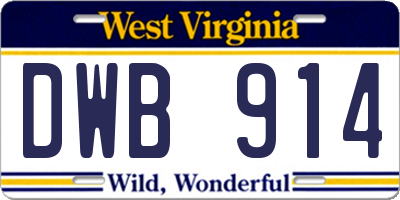 WV license plate DWB914