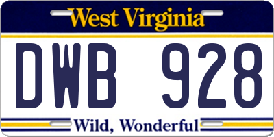 WV license plate DWB928