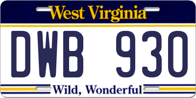 WV license plate DWB930