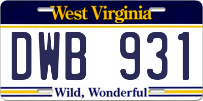 WV license plate DWB931