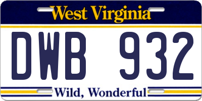 WV license plate DWB932