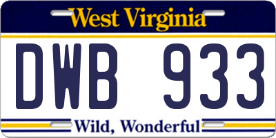 WV license plate DWB933