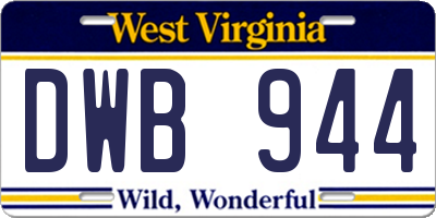 WV license plate DWB944