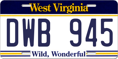 WV license plate DWB945