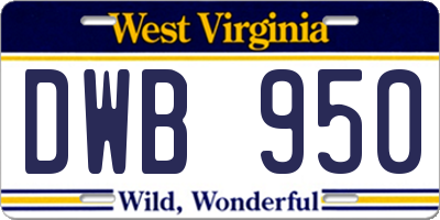 WV license plate DWB950