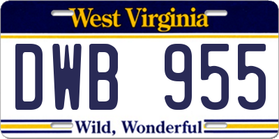 WV license plate DWB955