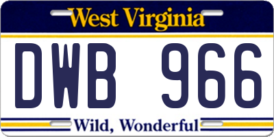 WV license plate DWB966