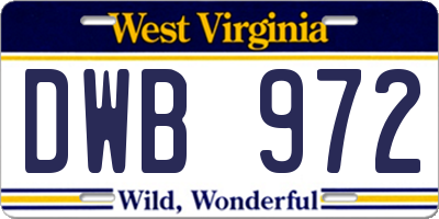 WV license plate DWB972