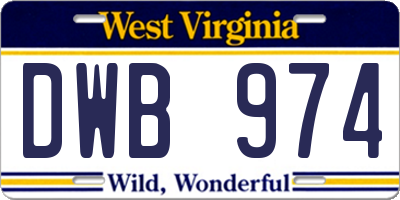 WV license plate DWB974