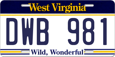 WV license plate DWB981