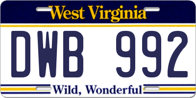 WV license plate DWB992