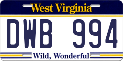 WV license plate DWB994