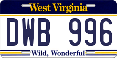 WV license plate DWB996