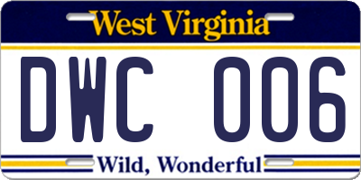 WV license plate DWC006