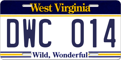 WV license plate DWC014