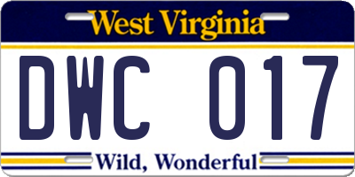 WV license plate DWC017