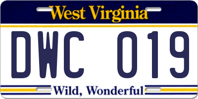 WV license plate DWC019