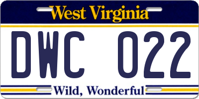 WV license plate DWC022