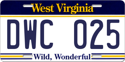 WV license plate DWC025