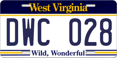 WV license plate DWC028
