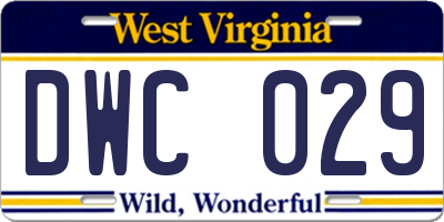 WV license plate DWC029