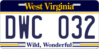 WV license plate DWC032