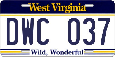 WV license plate DWC037
