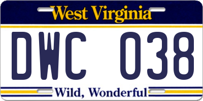 WV license plate DWC038