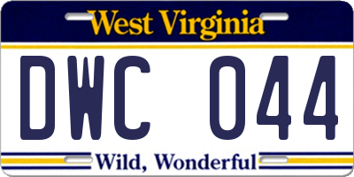 WV license plate DWC044