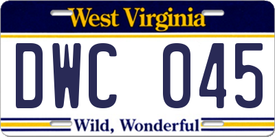 WV license plate DWC045