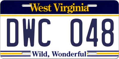 WV license plate DWC048
