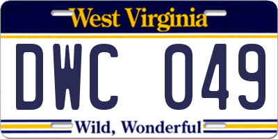 WV license plate DWC049
