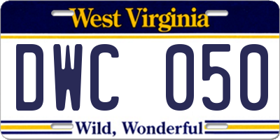 WV license plate DWC050