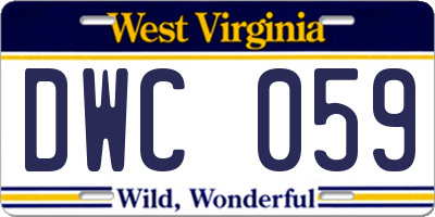 WV license plate DWC059