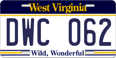 WV license plate DWC062