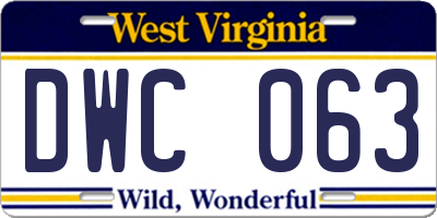 WV license plate DWC063